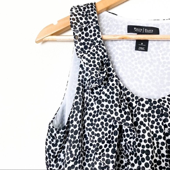 White House Black Market Polka Dot Ruffle Tank Top - Picture 11 of 13